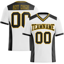 Load image into Gallery viewer, Custom White Black-Gold Authentic Football Jersey
