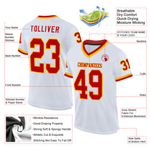 Load image into Gallery viewer, Custom White Red-Gold Mesh Authentic Throwback Football Jersey
