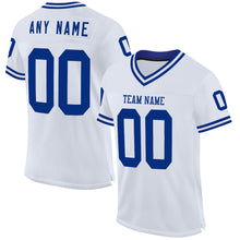 Load image into Gallery viewer, Custom White Royal Mesh Authentic Throwback Football Jersey
