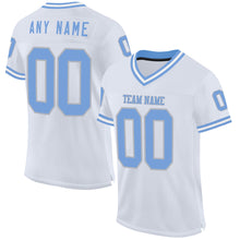 Load image into Gallery viewer, Custom White Light Blue-Gray Mesh Authentic Throwback Football Jersey
