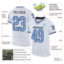 Load image into Gallery viewer, Custom White Light Blue-Black Mesh Authentic Throwback Football Jersey
