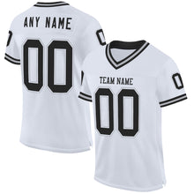 Load image into Gallery viewer, Custom White Black-Gray Mesh Authentic Throwback Football Jersey
