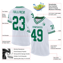 Load image into Gallery viewer, Custom White Kelly Green Mesh Authentic Throwback Football Jersey
