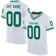 Load image into Gallery viewer, Custom White Kelly Green Mesh Authentic Throwback Football Jersey
