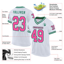 Load image into Gallery viewer, Custom White Pink-Kelly Green Mesh Authentic Throwback Football Jersey
