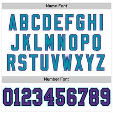 Load image into Gallery viewer, Custom White Purple Black-Teal Mesh Authentic Throwback Football Jersey
