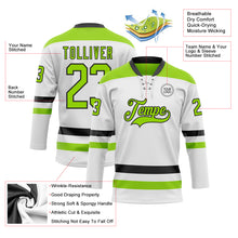 Load image into Gallery viewer, Custom White Neon Green-Black Hockey Lace Neck Jersey
