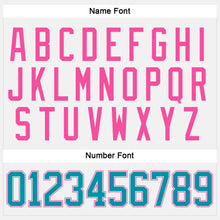 Load image into Gallery viewer, Custom White Teal-Pink Hockey Lace Neck Jersey
