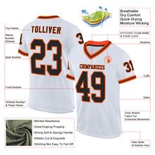Load image into Gallery viewer, Custom White Black-Orange Mesh Authentic Throwback Football Jersey
