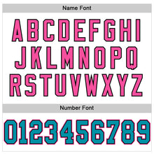 Load image into Gallery viewer, Custom White Teal Black-Pink Mesh Authentic Throwback Football Jersey
