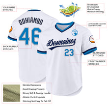 Load image into Gallery viewer, Custom White Blue Gray-Navy Authentic Throwback Baseball Jersey
