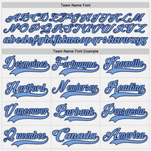 Load image into Gallery viewer, Custom White Light Blue-Navy Hockey Jersey
