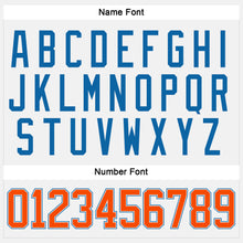 Load image into Gallery viewer, Custom White Orange-Blue Hockey Jersey
