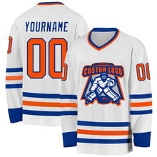 Load image into Gallery viewer, Custom White Orange-Royal Hockey Jersey

