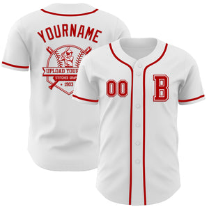 Custom White Red Authentic Baseball Jersey