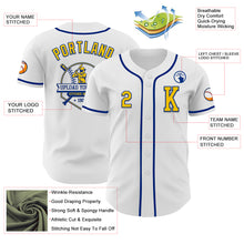 Load image into Gallery viewer, Custom White Yellow-Royal Authentic Baseball Jersey
