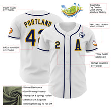 Load image into Gallery viewer, Custom White Navy-Gold Authentic Baseball Jersey
