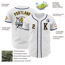 Load image into Gallery viewer, Custom White Navy-Gold Authentic Baseball Jersey

