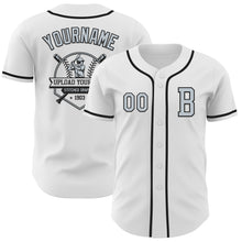 Load image into Gallery viewer, Custom White Silver-Black Authentic Baseball Jersey
