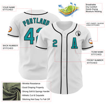 Load image into Gallery viewer, Custom White Teal-Black Authentic Baseball Jersey
