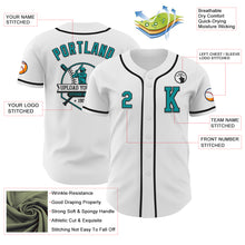 Load image into Gallery viewer, Custom White Teal-Black Authentic Baseball Jersey
