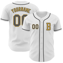 Load image into Gallery viewer, Custom White Steel Gray-Old Gold Authentic Baseball Jersey
