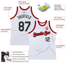 Load image into Gallery viewer, Custom White Black Gray-Red Authentic Throwback Basketball Jersey
