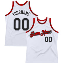 Load image into Gallery viewer, Custom White Black Gray-Red Authentic Throwback Basketball Jersey

