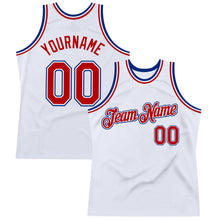 Load image into Gallery viewer, Custom White Red-Royal Authentic Throwback Basketball Jersey
