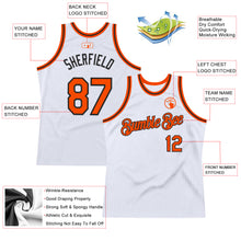 Load image into Gallery viewer, Custom White Orange-Black Authentic Throwback Basketball Jersey
