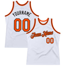 Load image into Gallery viewer, Custom White Orange-Black Authentic Throwback Basketball Jersey
