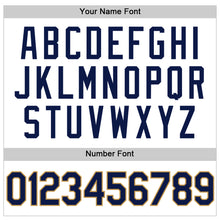 Load image into Gallery viewer, Custom White Navy-Old Gold Authentic Throwback Basketball Jersey
