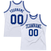 Load image into Gallery viewer, Custom White Royal-Gray Authentic Throwback Basketball Jersey
