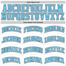 Load image into Gallery viewer, Custom White Black Pinstripe Sky Blue Authentic Basketball Jersey
