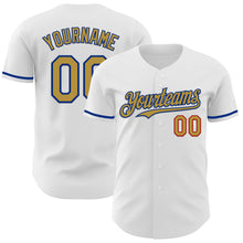 Load image into Gallery viewer, Custom White Old Gold Royal-Red Authentic Baseball Jersey
