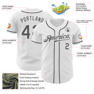 Custom White Steel Gray Authentic Baseball Jersey