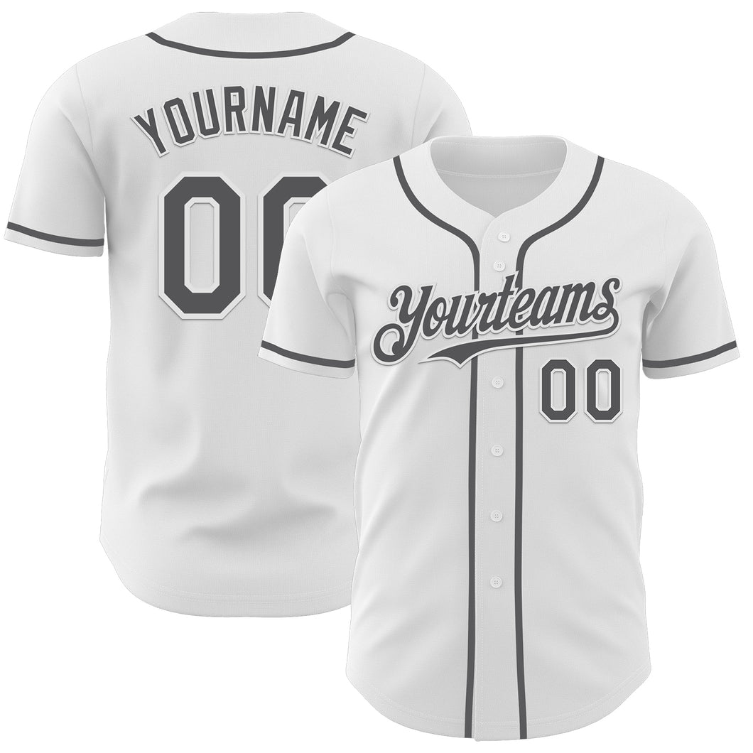 Custom White Steel Gray Authentic Baseball Jersey