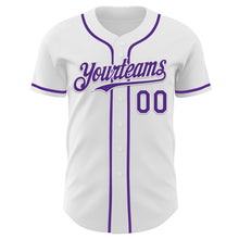 Load image into Gallery viewer, Custom White Purple Authentic Baseball Jersey
