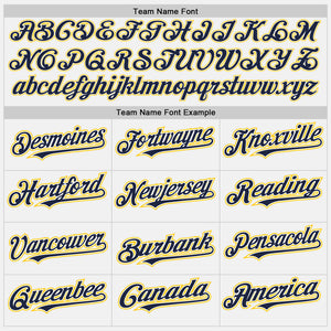 Custom White Yellow-Navy Authentic Baseball Jersey