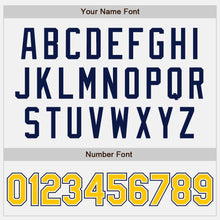 Load image into Gallery viewer, Custom White Yellow-Navy Authentic Baseball Jersey
