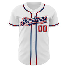 Load image into Gallery viewer, Custom White Red-Navy Authentic Baseball Jersey
