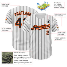 Load image into Gallery viewer, Custom White Black Pinstripe Orange Authentic Baseball Jersey
