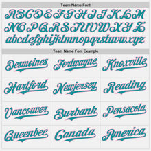 Load image into Gallery viewer, Custom White Teal Pinstripe Light Pink Authentic Baseball Jersey
