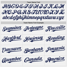 Load image into Gallery viewer, Custom White Navy Pinstripe Red Authentic Baseball Jersey

