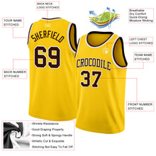 Load image into Gallery viewer, Custom Yellow Brown-White Authentic Basketball Jersey
