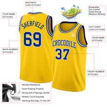 Load image into Gallery viewer, Custom Yellow Royal-White Authentic Basketball Jersey
