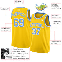 Load image into Gallery viewer, Custom Yellow Light Blue-White Authentic Basketball Jersey

