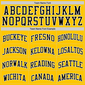 Custom Yellow Black-White Authentic Basketball Jersey