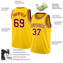 Load image into Gallery viewer, Custom Yellow Maroon-White Authentic Basketball Jersey
