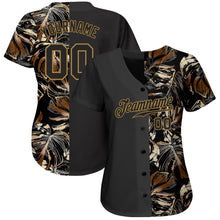 Load image into Gallery viewer, Custom 3D Pattern Design Golden Tropical Leaves In The Style Of Jungalow And Hawaii Authentic Baseball Jersey
